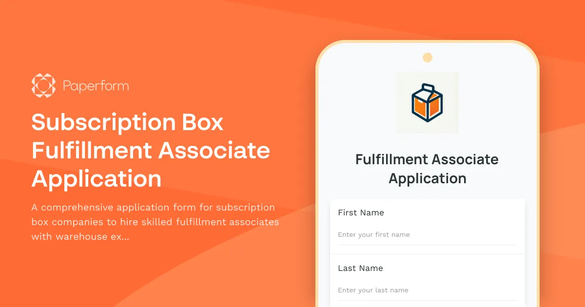Subscription Box Fulfillment Associate Application