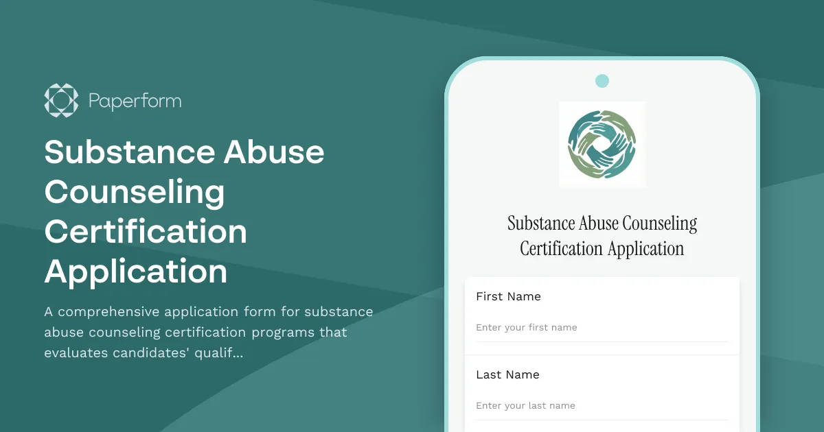 Substance Abuse Counseling Certification Application