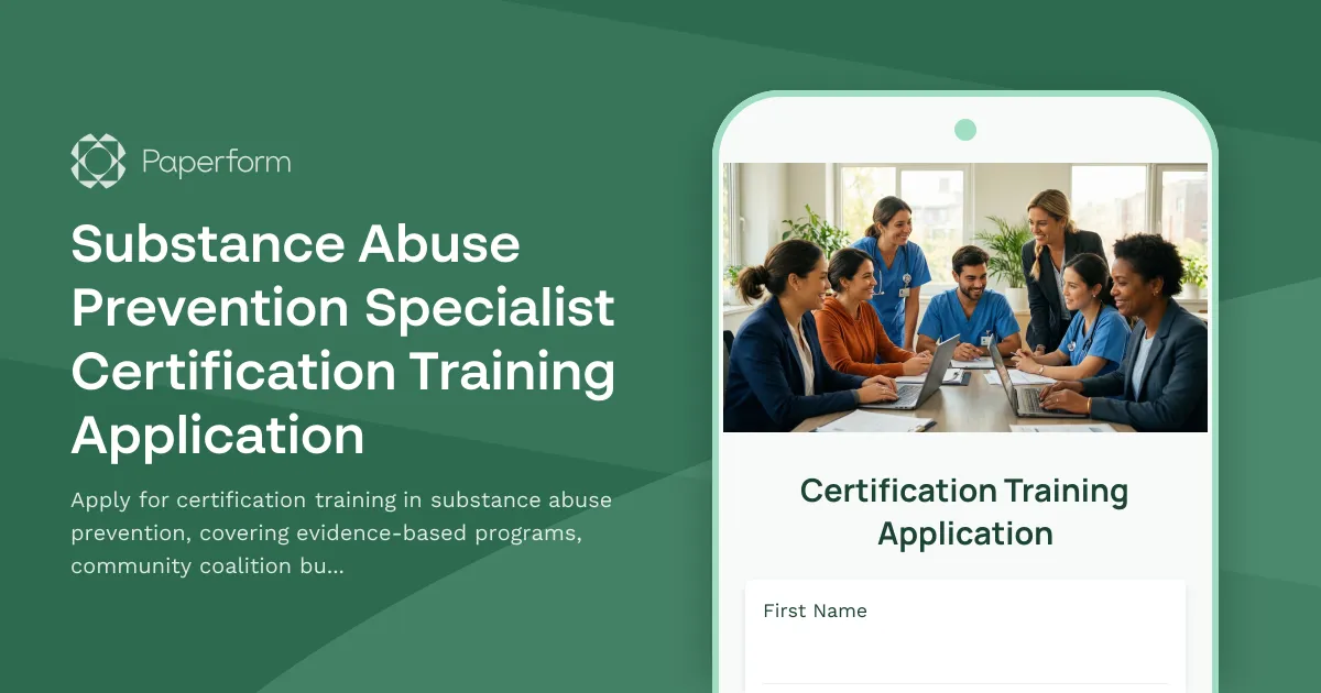 Substance Abuse Prevention Specialist Certification Training Application