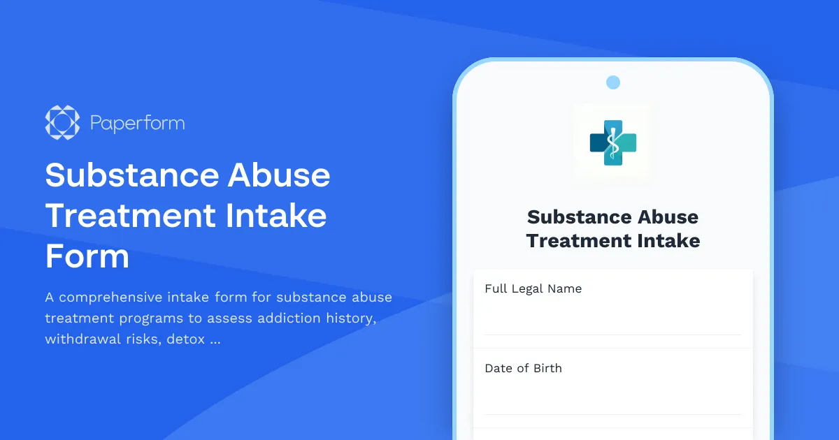 Substance Abuse Treatment Intake Form