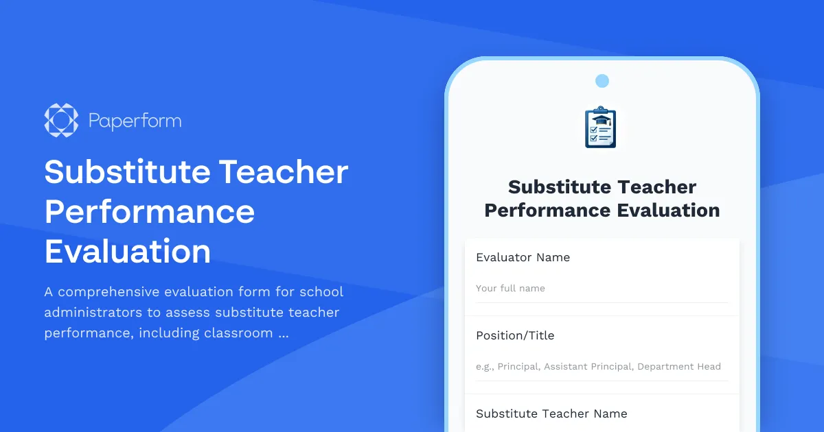 Substitute Teacher Performance Evaluation