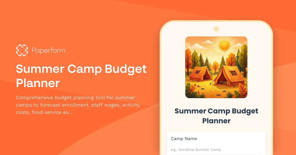 Summer Camp Budget Planner