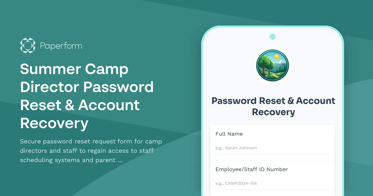 Summer Camp Director Password Reset & Account Recovery