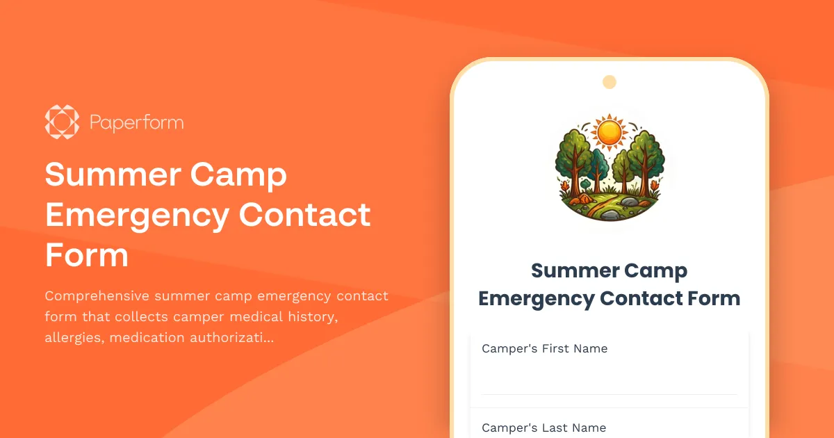 Summer Camp Emergency Contact Form