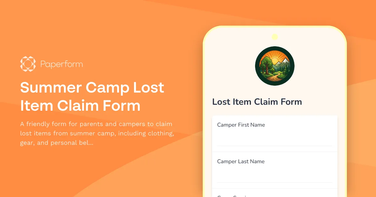 Summer Camp Lost Item Claim Form