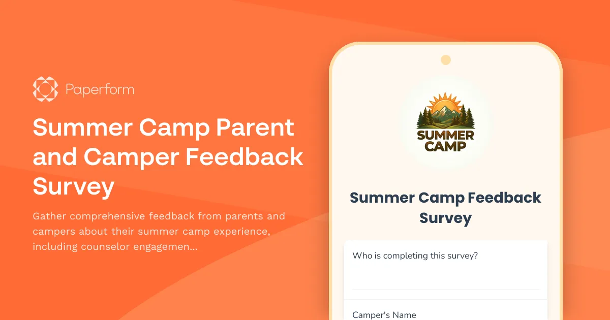 Summer Camp Parent and Camper Feedback Survey