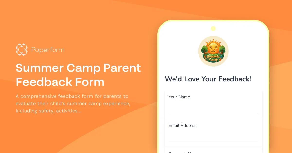 Summer Camp Parent Feedback Form