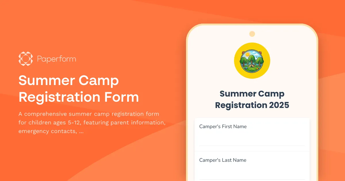 Summer Camp Registration Form