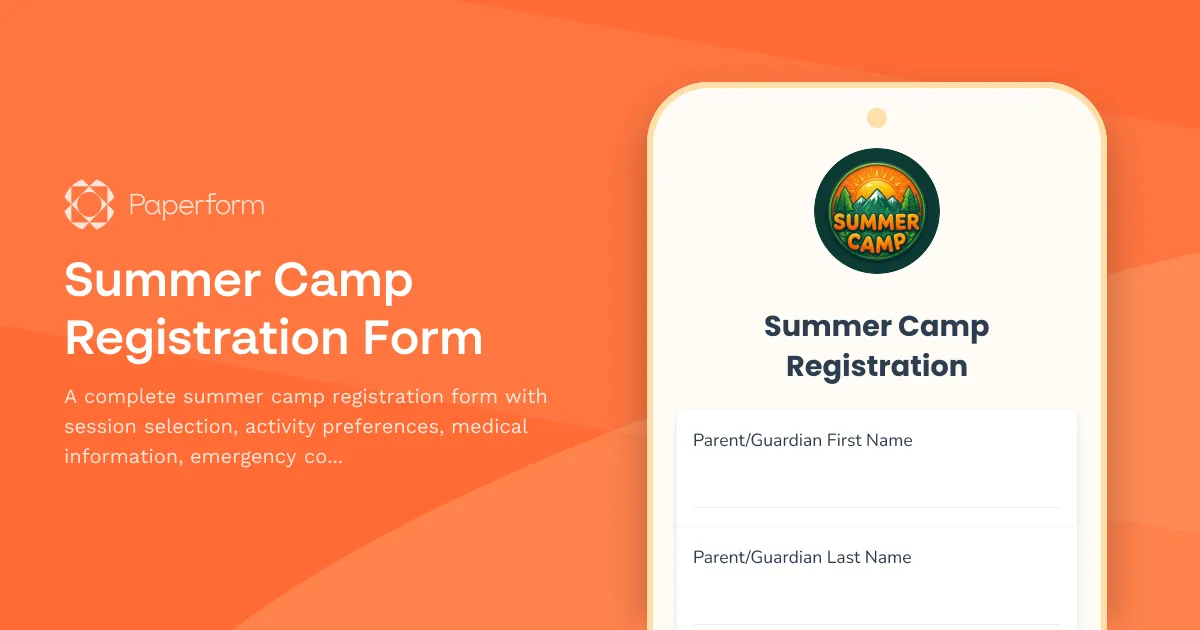 Summer Camp Registration Form