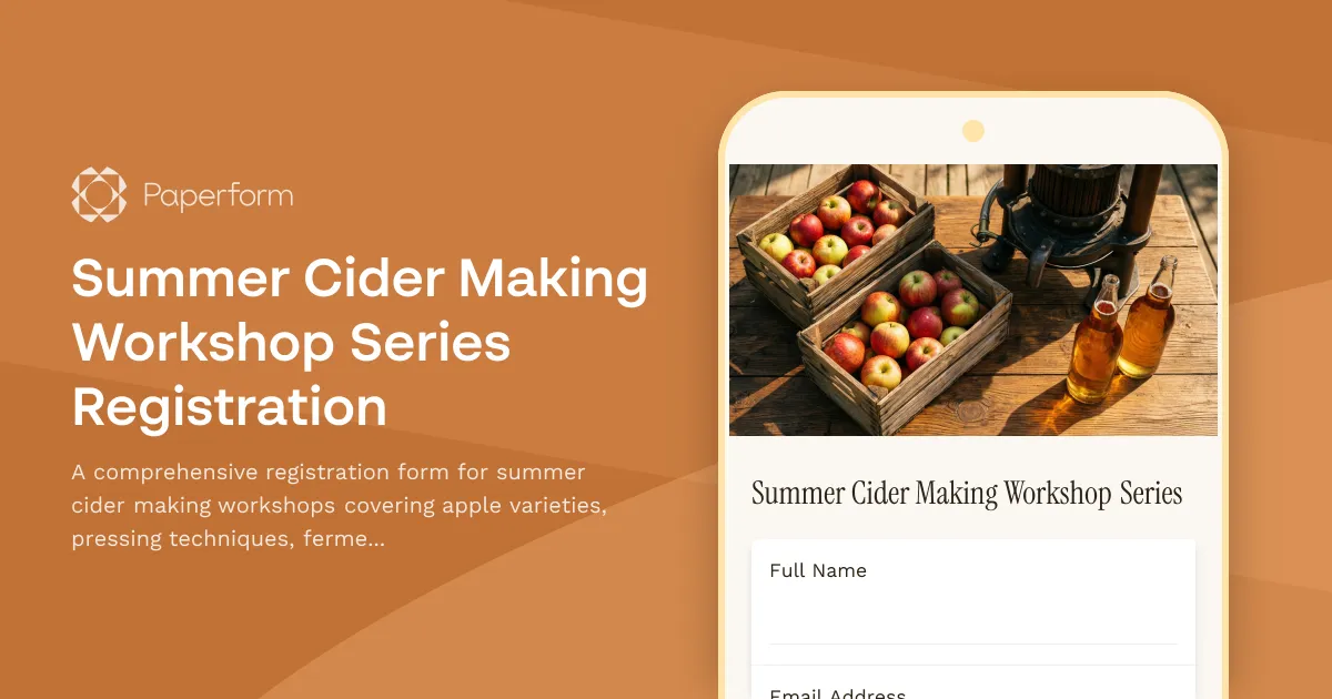 Summer Cider Making Workshop Series Registration