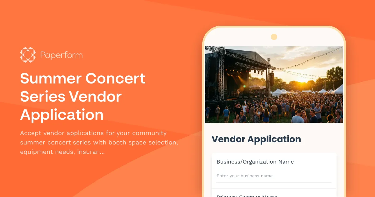 Summer Concert Series Vendor Application