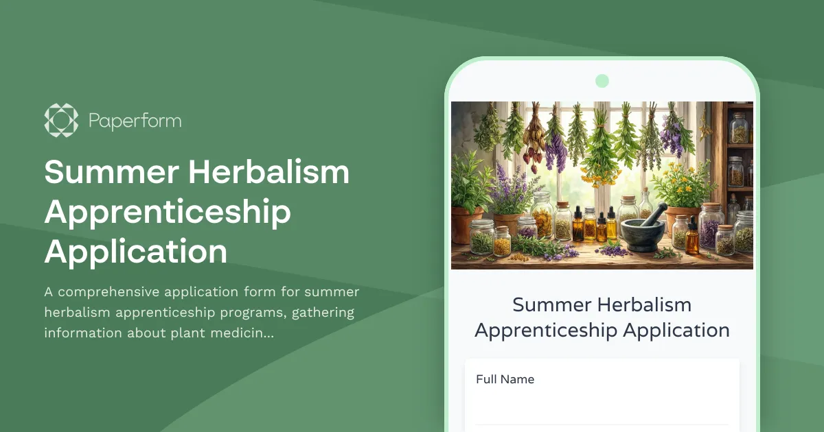 Summer Herbalism Apprenticeship Application