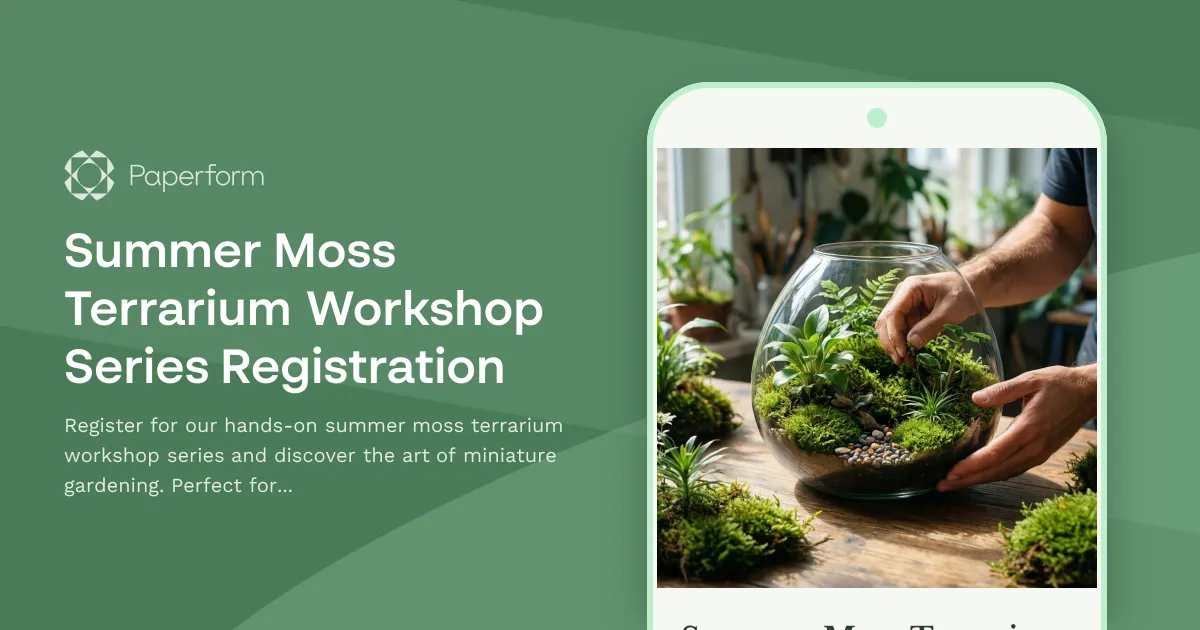 Summer Moss Terrarium Workshop Series Registration