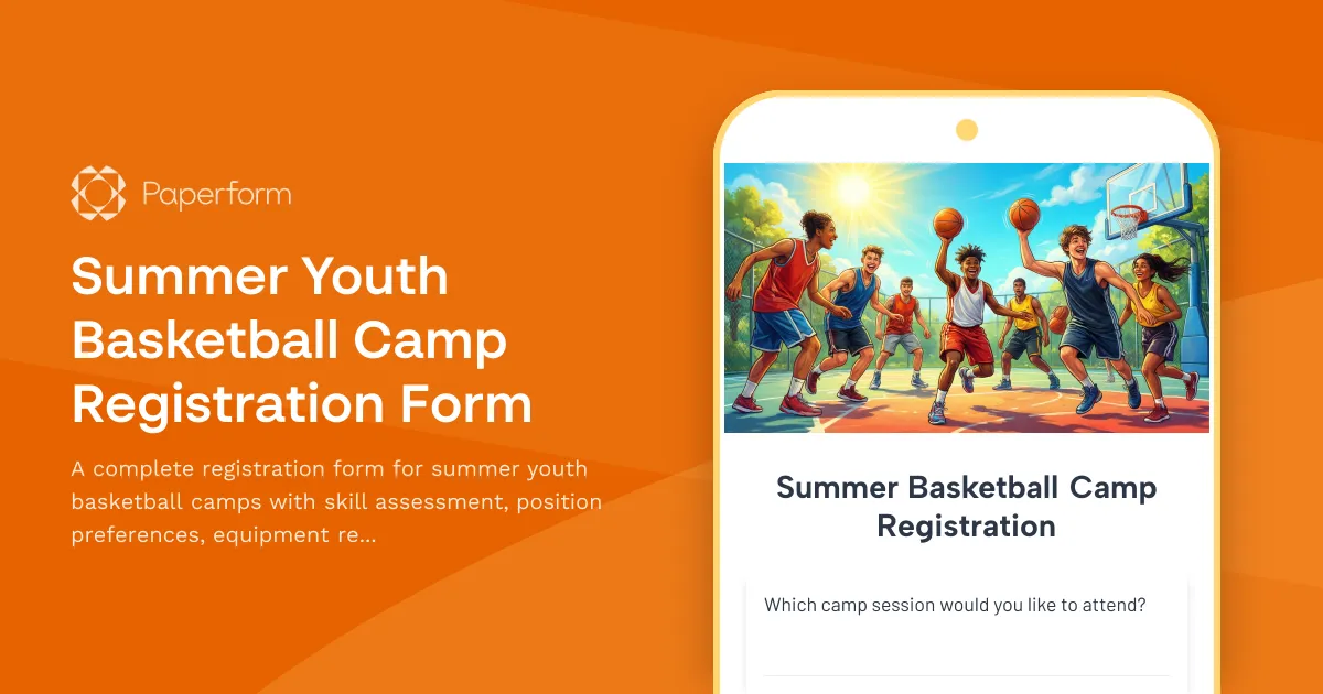 Summer Youth Basketball Camp Registration Form