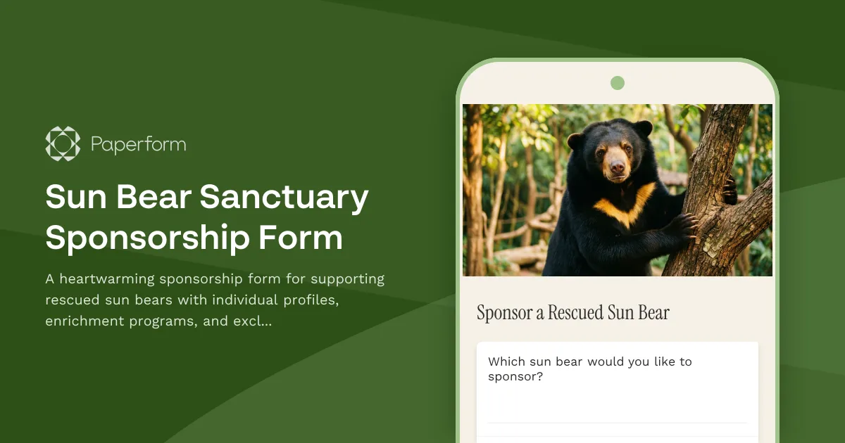 Sun Bear Sanctuary Sponsorship Form