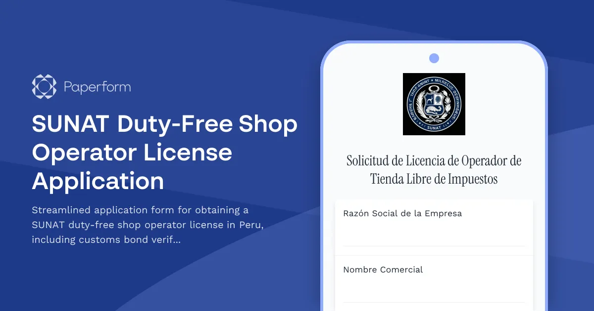 SUNAT Duty-Free Shop Operator License Application