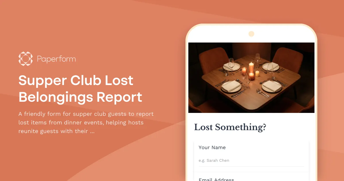 Supper Club Lost Belongings Report