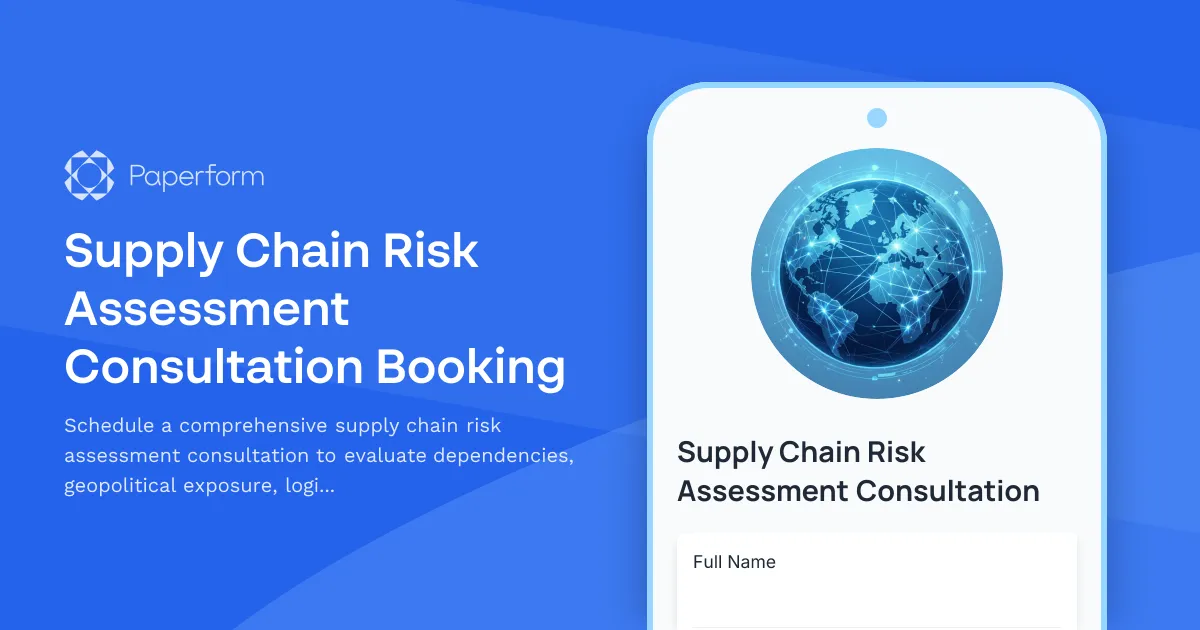 Supply Chain Risk Assessment Consultation Booking