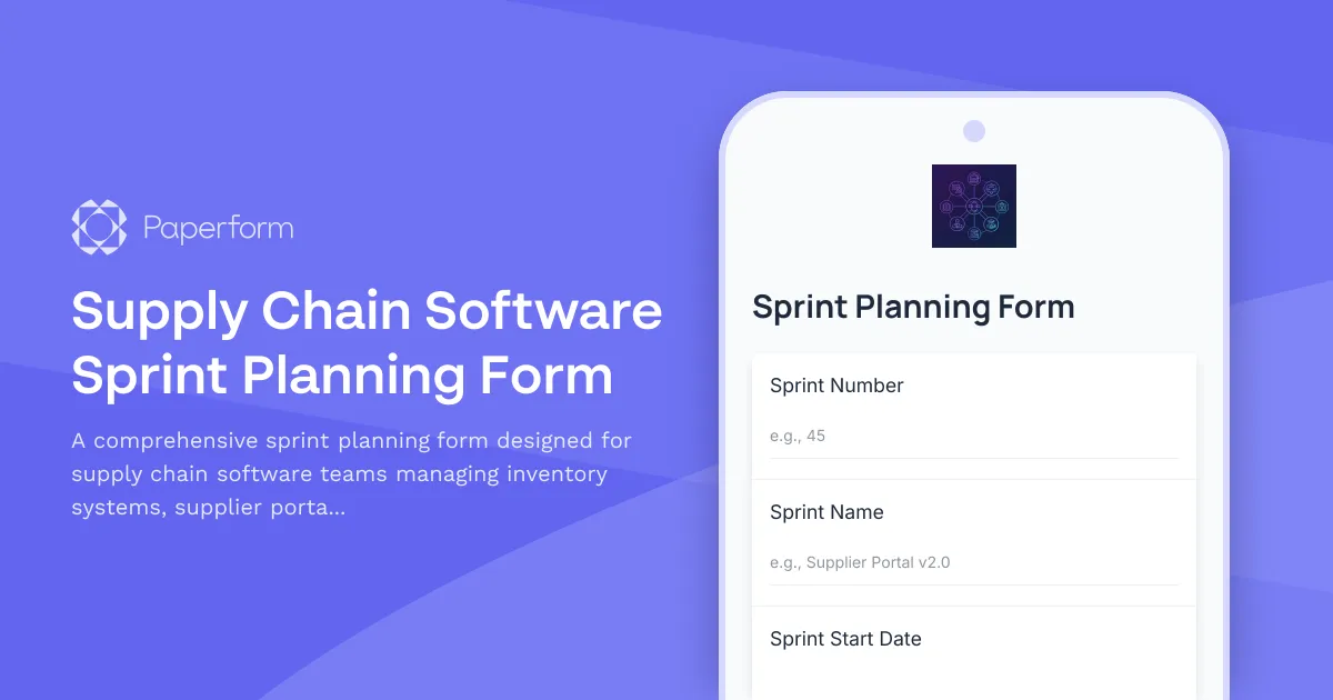 Supply Chain Software Sprint Planning Form