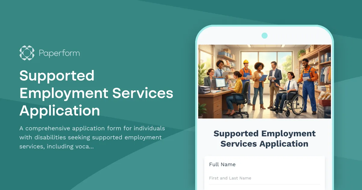 Supported Employment Services Application