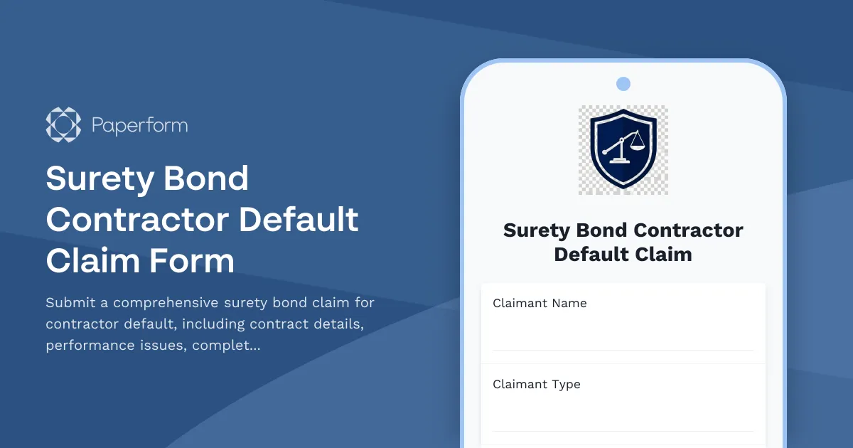 Surety Bond Contractor Default Claim Form