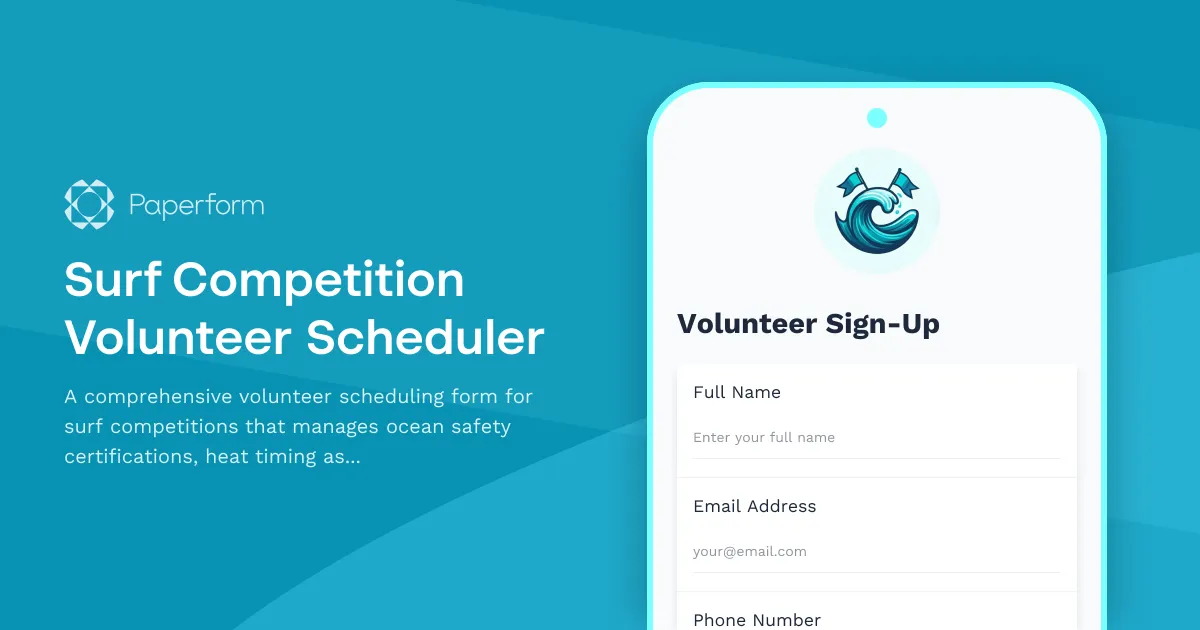 Surf Competition Volunteer Scheduler