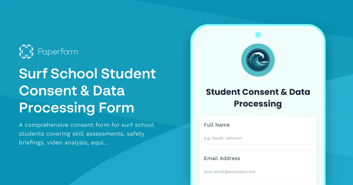 Surf School Student Consent & Data Processing Form
