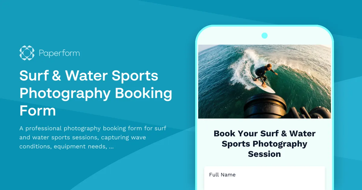 Surf & Water Sports Photography Booking Form