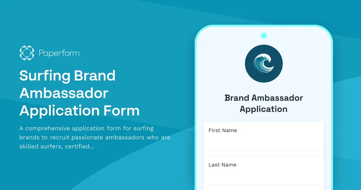 Surfing Brand Ambassador Application Form