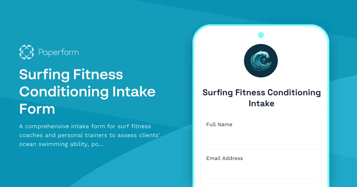 Surfing Fitness Conditioning Intake Form