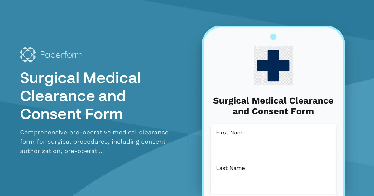 Surgical Medical Clearance and Consent Form
