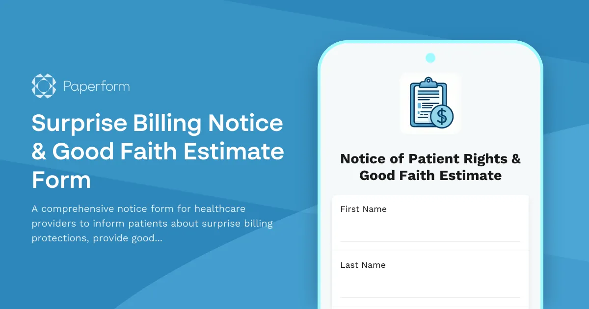 Surprise Billing Notice & Good Faith Estimate Form