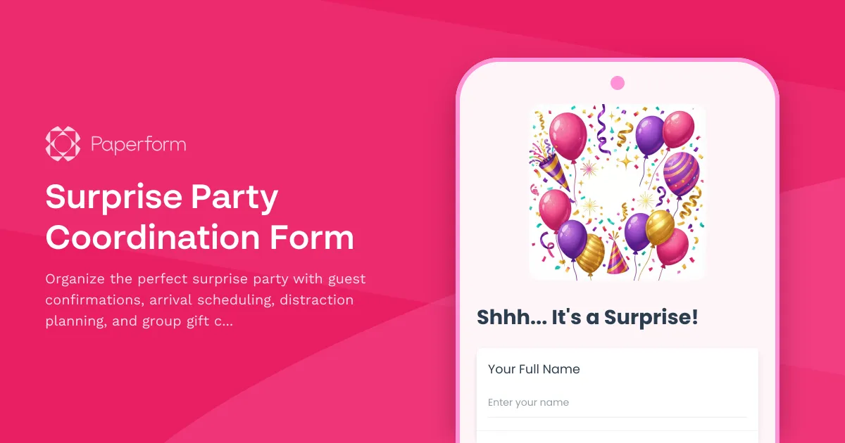 Surprise Party Coordination Form