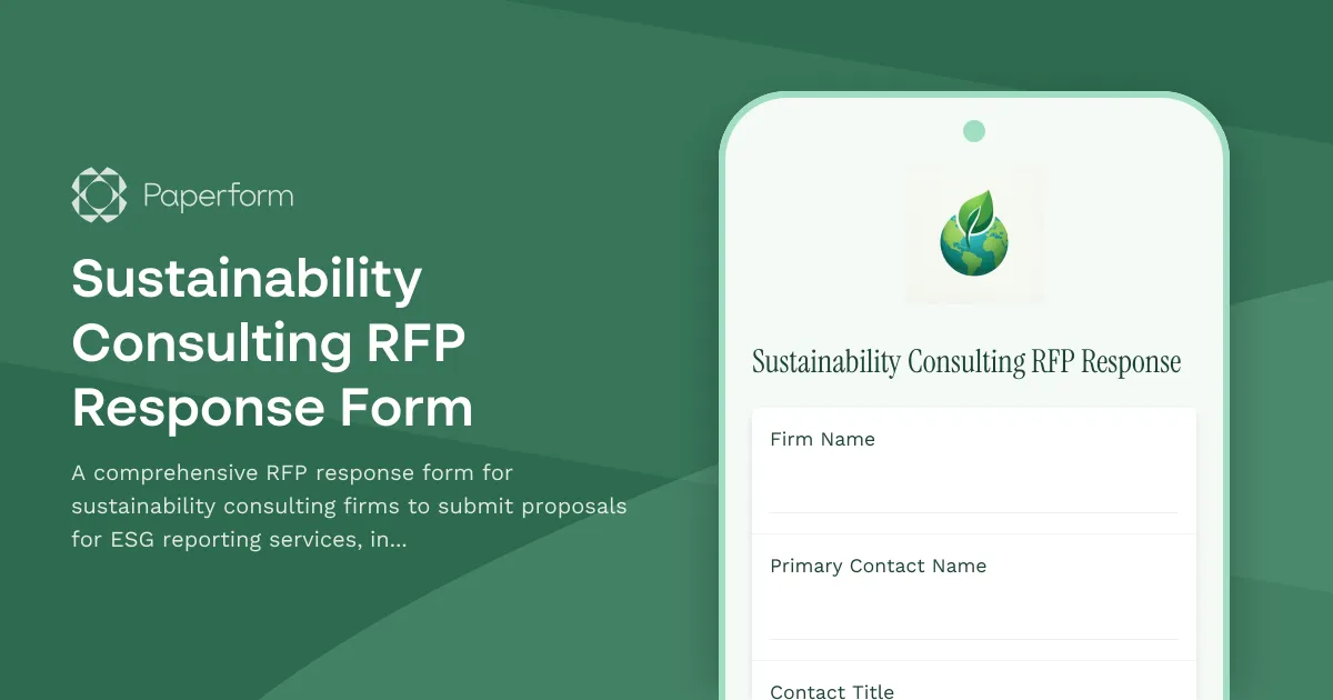 Sustainability Consulting RFP Response Form