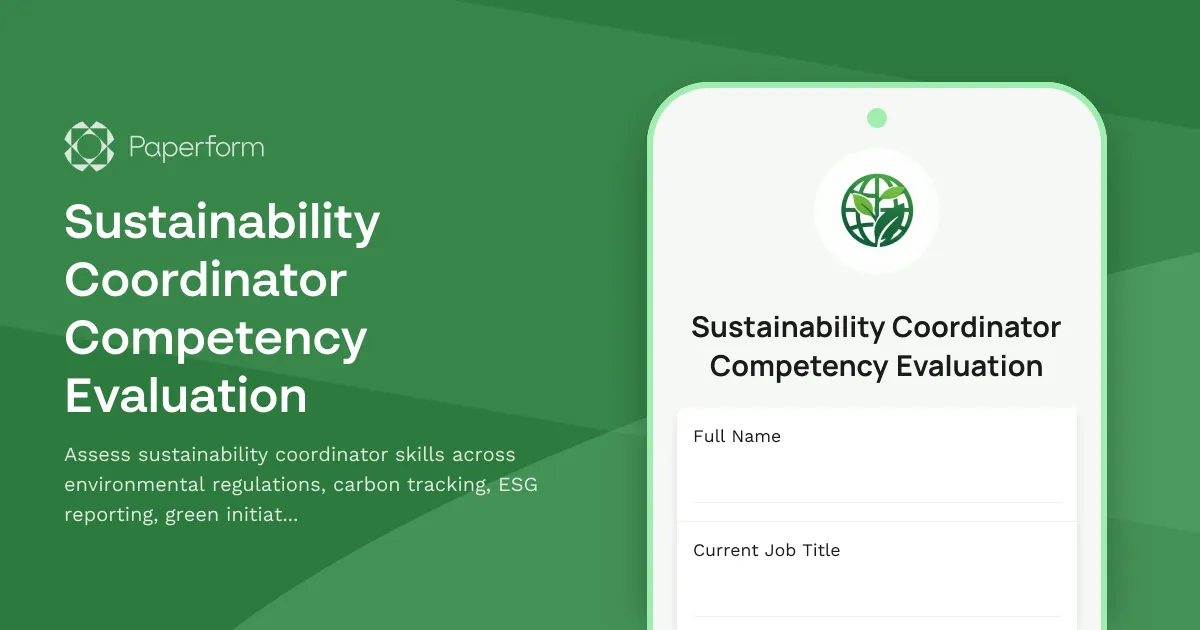 Sustainability Coordinator Competency Evaluation