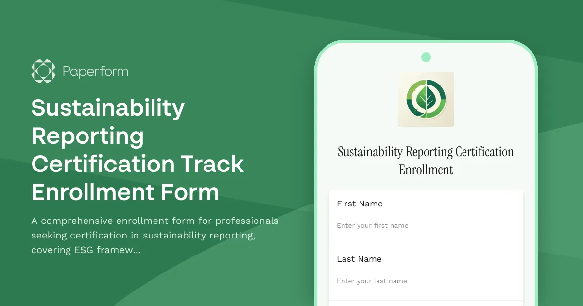 Sustainability Reporting Certification Track Enrollment Form
