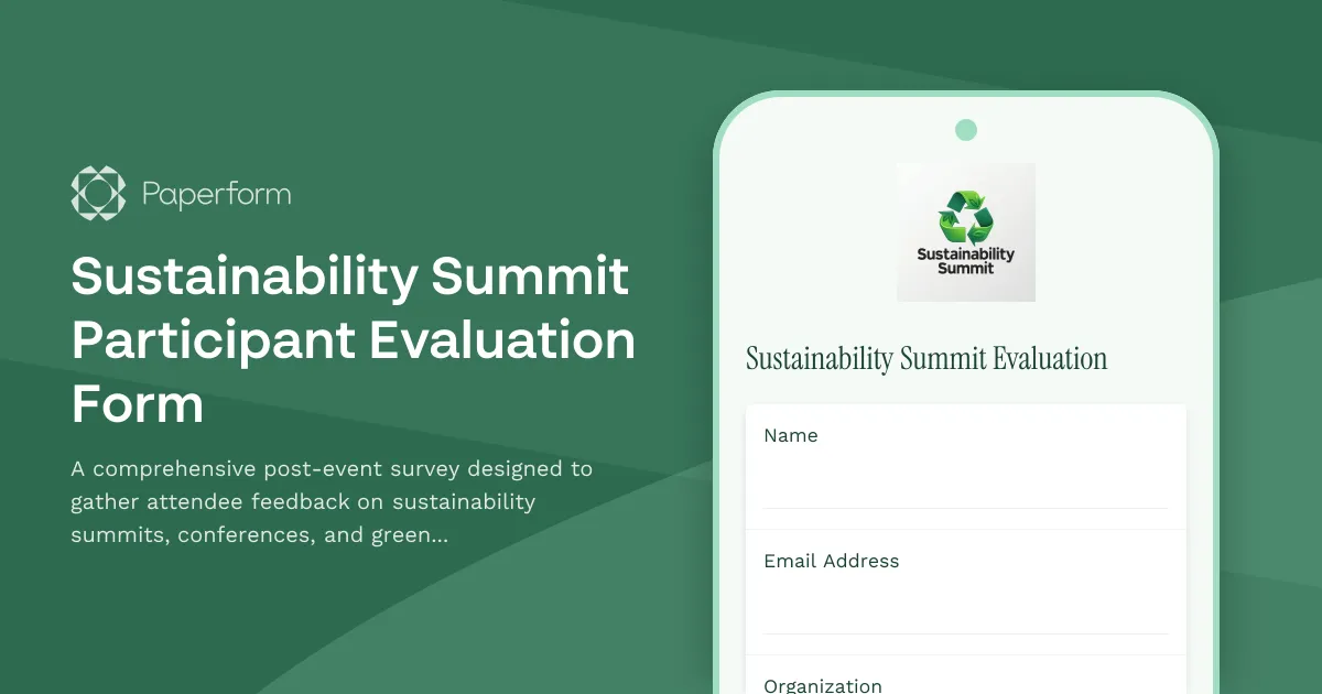 Sustainability Summit Participant Evaluation Form