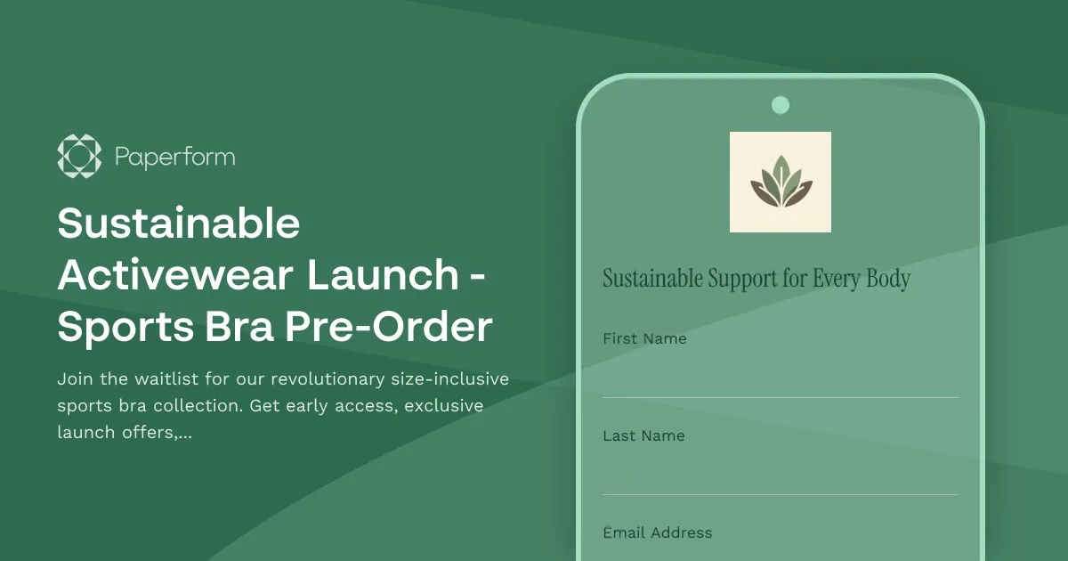 Sustainable Activewear Launch - Sports Bra Pre-Order