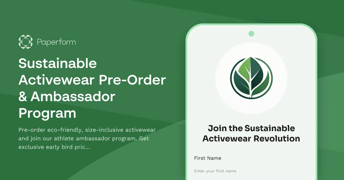 Sustainable Activewear Pre-Order & Ambassador Program