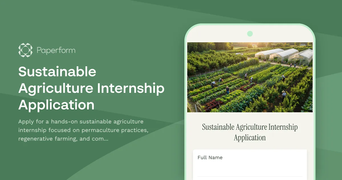Sustainable Agriculture Internship Application