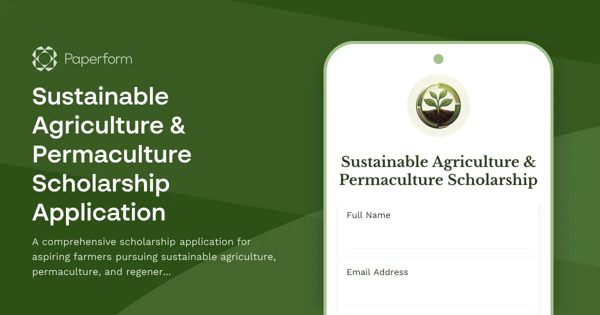 Sustainable Agriculture & Permaculture Scholarship Application