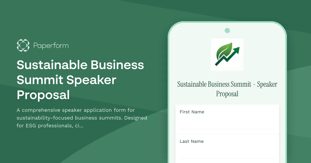 Sustainable Business Summit Speaker Proposal