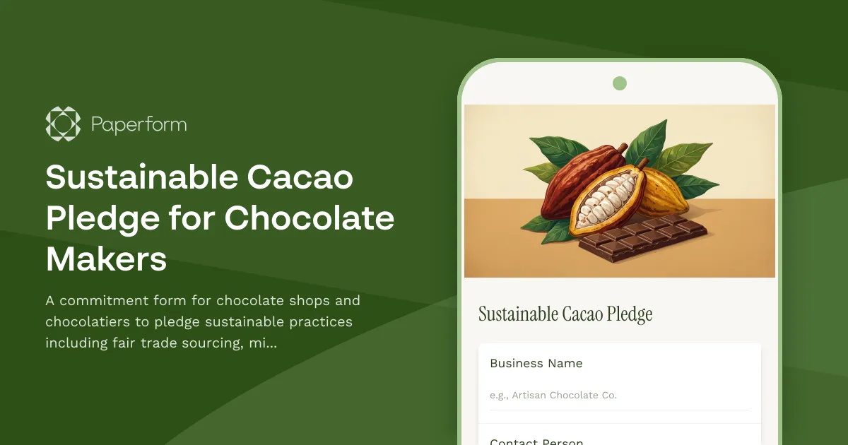 Sustainable Cacao Pledge for Chocolate Makers
