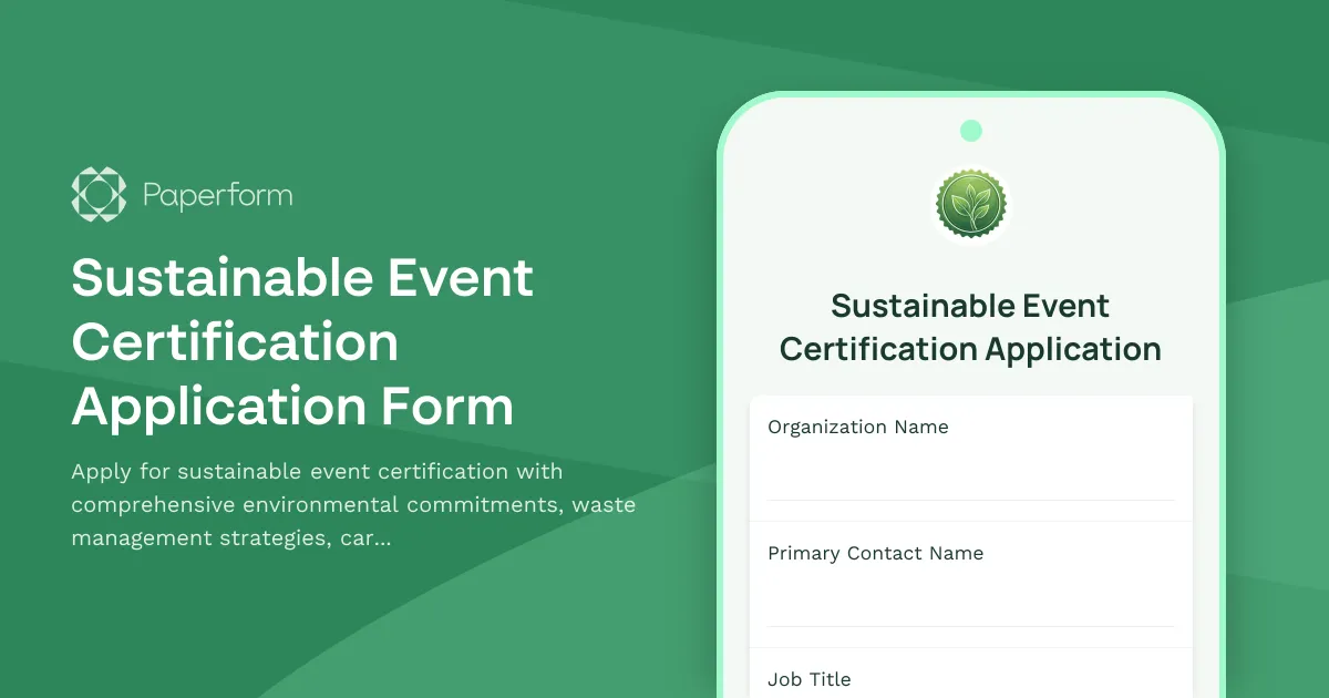 Sustainable Event Certification Application Form
