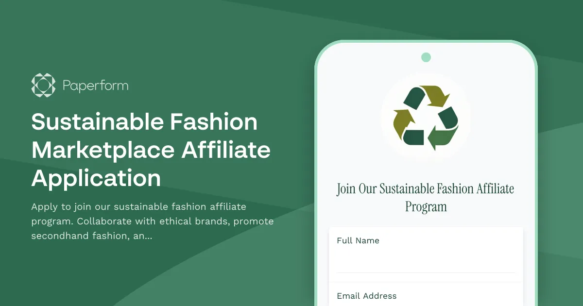 Sustainable Fashion Marketplace Affiliate Application