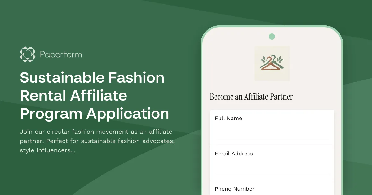Sustainable Fashion Rental Affiliate Program Application