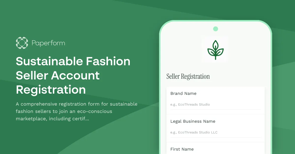 Sustainable Fashion Seller Account Registration