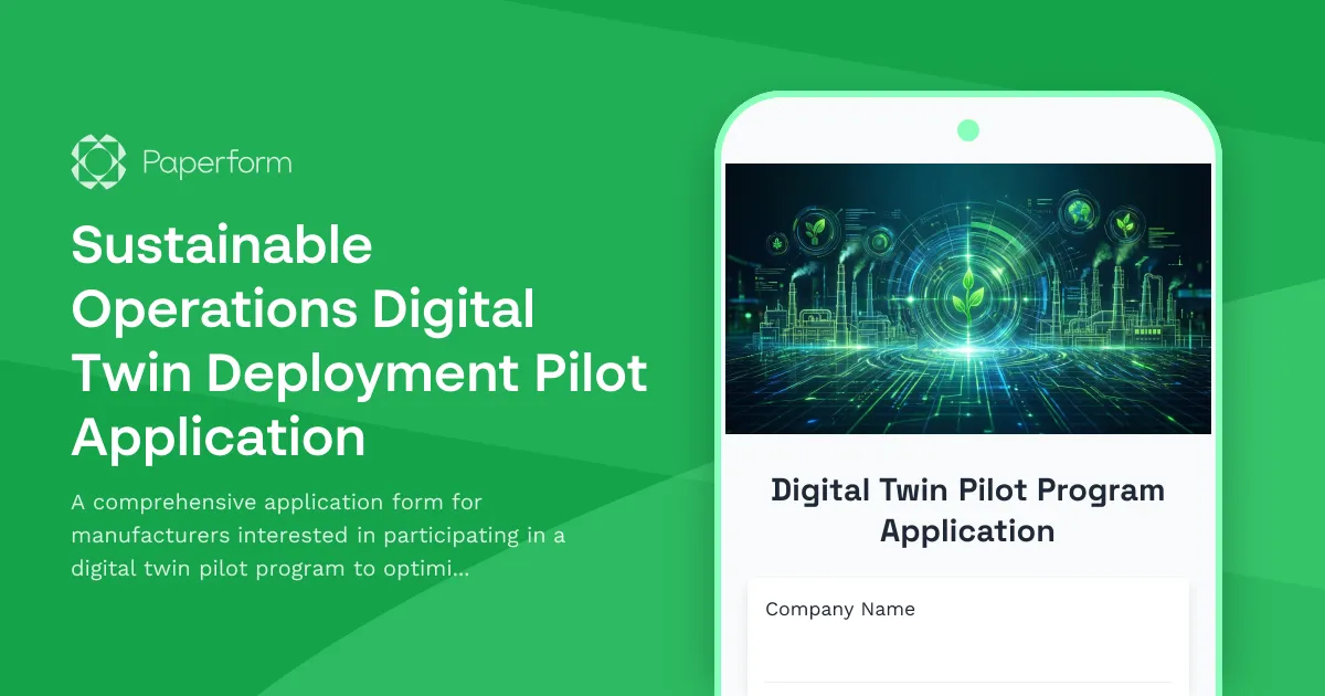 Sustainable Operations Digital Twin Deployment Pilot Application