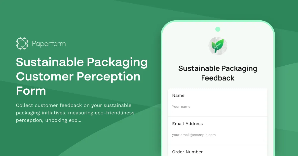 Sustainable Packaging Customer Perception Form