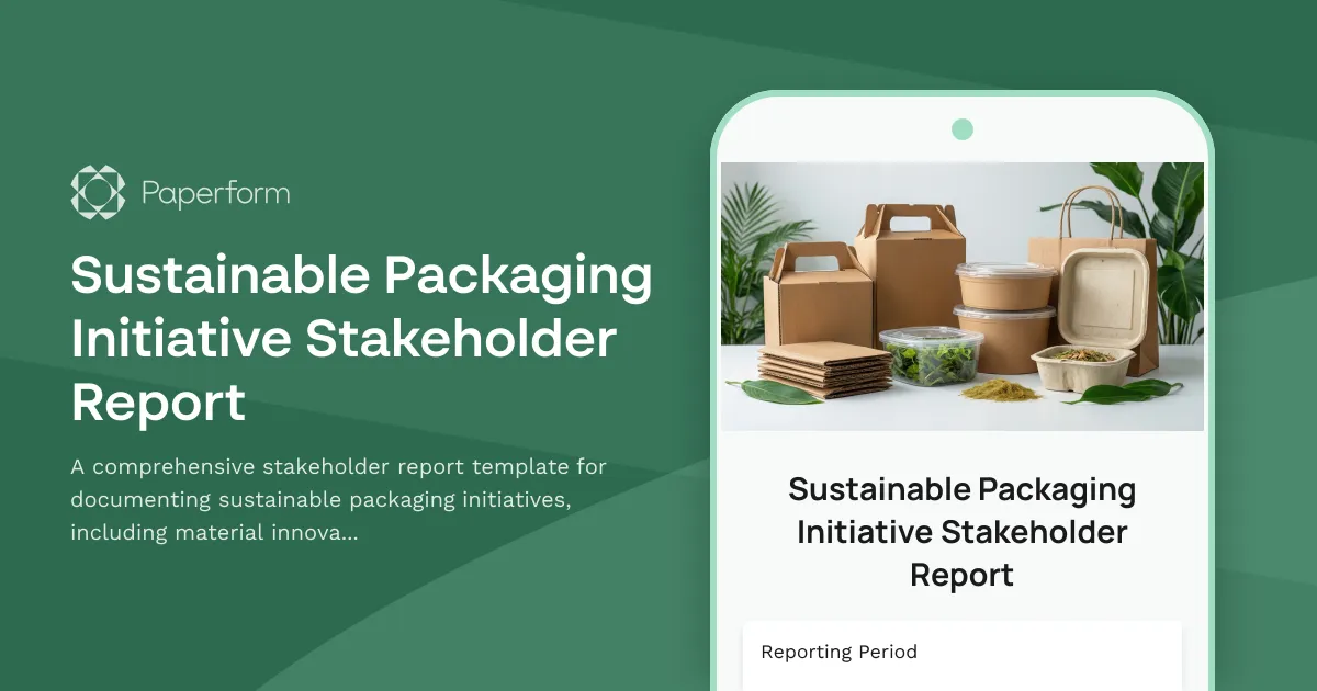 Sustainable Packaging Initiative Stakeholder Report